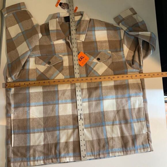 HFX Shirt Jacket Womens XXL 2XL Wool Blend Flannel Check Snap Button Shacket - Picture 9 of 16